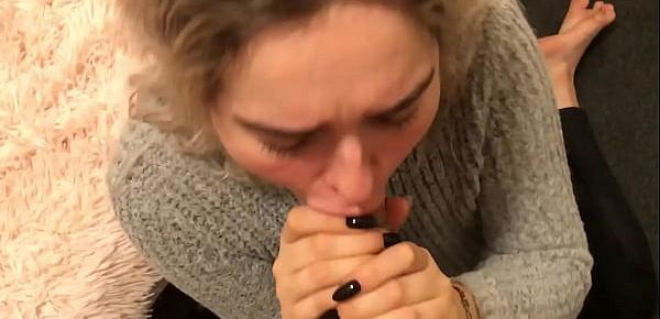 Euro slut Eva drinks COFFEE with CUM!